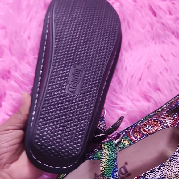 Alegria Blue and Green Sandals Comfortable Artistic Design - Picture 4 of 6